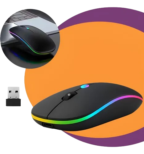 Mouse Sem Fio Recarregável Wireless Optico Bluetooth Led Rgb Ergonômico sem  fio 