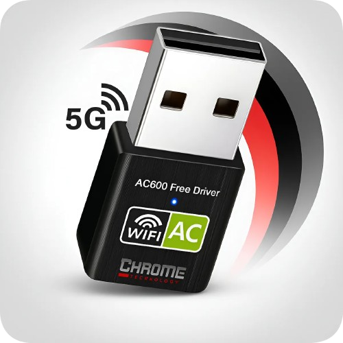 Adaptador Usb Wifi Dual Band 2.4 5ghz 600mbps Wireless Antena Receptor 5g Chrome Technology