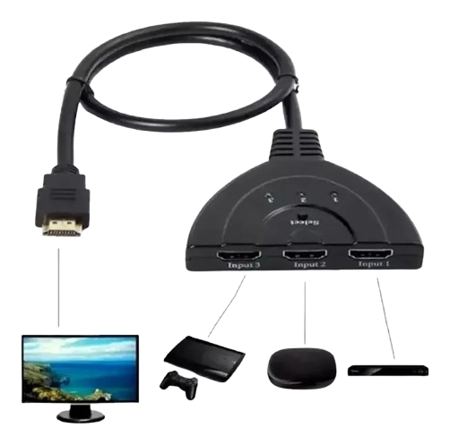 Divisor Hdmi Switch 3x1 Adaptador Cabo 3 Entradas E 1 Saída