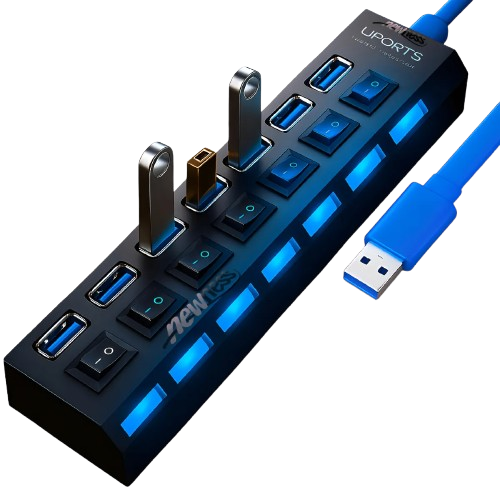 Hub Usb Com 7 Portas Ultra Rápido Para Pen Drive E Hd 3.0 5gbps Alta Velocidade De Dados Turbo Usb 