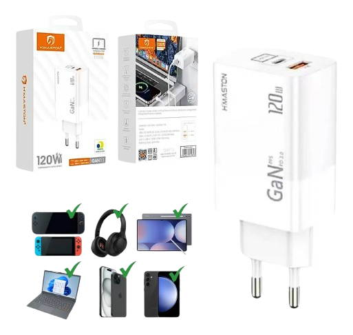 kit Carregador Super Turbo 120w De 2 Saídas (usb /tipo-c)