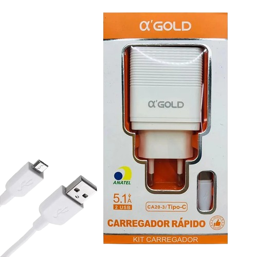 kit Carregador micro -usb  / Typo- C /iphone Excelente 5.1A 2Usb 